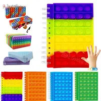 Pencil Cases Notebooks Unzio Pencil Cover Bubble Fidget Toy Push Up Finger Student Decompression Stationery Supplies For Kids DHL BN19