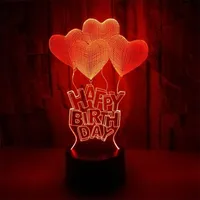 Настольные лампы 3d лампа акриловая иллюзия лампа ночной свет с днем ​​рождения любовь сердце для детей любовник Валентина подарки прикроватный декор