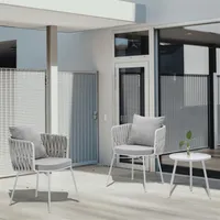 ABD Stok Yüksek Kalite Sehpa Setleri Kapalı Veranda Balkon Açık Beyaz Gri Sandalye Bahçe Seti Rattan Sandalyeler Veranda Mobilya 3 adet A47
