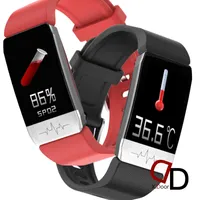 Smart Bracelet Wristband Guarda T1 T1S Temperatura corporeo Smartwatch Impermeabile Guardals cardiache con termometro Reloj Inteligente Donne Uomo