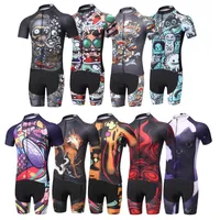 Moxilyn Men's Cycling Jersey Set Short Sleeve Road Bike Shirts Breathable Cycling Clothing Kits with 20D Padded Bib Shorts anime pattern