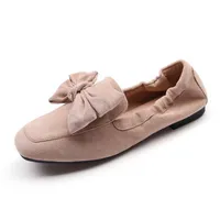 Grande taille Femmes Ballerina Appartements Chaussures Lady Slip On Mocassins Sweet Bow Moccasins Suisse Confortable Chaussures de conduite Zapatos Mujer