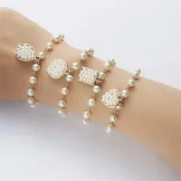Simple Love Geometric Pendant Imitation Pearl Bracelet Strands A Variety of Temperament Women&#039;s Jewelry Wholesale 1190 B3