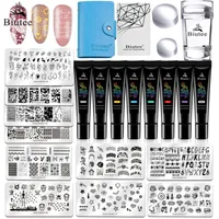 Nail Art Kits Biuteee Stamping Gel Poolse UV Stamperplaten Bloemen Brief Liefde Hart Schraper Case Tas Templates Kit Tools