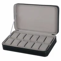 Caixas de Caixas Caixa 6/10 / 12Slots PU Couro Jóias Caso Elegante Pulso Presente Presente Display Armazenador Organizador Gray