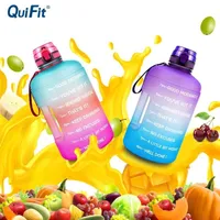 Quifit 128oz 73oz 43oz 1 gallon vattenflaska med tidsmarkeringar Filter Net Fruit Infuse En gratis Motivational Sports Drink Jug 220124