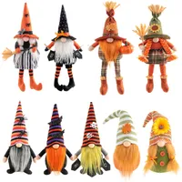 Halloween-feestdecoratie lange benen met bezem dwerg pop creatieve gezichtsoze poppen home bureaublad ornamenten