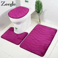 Zeegle Bathroom Carpet 3pcs Shower Mats Absorbent Carpet Non-slip Carpet Toilet Rug Bath Mat Set Foot Mats SH190919