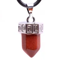 Boho Rot Goldstone Kristallquarz Heilungspunkt Chakra Edelstein Naturstein Anhänger für Halskette