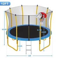 12 meter trampolin för barn med säkerhetshölje Netto basketboll och stege Easy Assembly Round Outdoor Recreational Trampoline USA A31