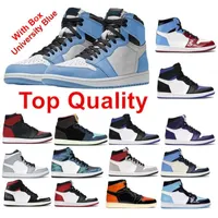 2021 Chaussures de basket-ball de basket Haut de la qualité Véritable Fibre de carbone Bleu 1S OG Shadow 2.0 1 Haute Cour violet White Royal Toe Concord 11 Space Jam 11s Unc
