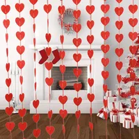 5 unids rojo corazón banner guirnalda bricolaje amor sala diseño cortina colgando adornos para el cumpleaños boda de la boda Día de San Valentín Decoración fiesta