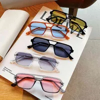 2021 Nieuwe Modu Vintage Dubbele Balken Zonnebril Vrouwen Merk Kleine Vierkante Blauwe Zonnebril Mannen Rijden Shad óculos Femininon70R