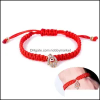 Charm Bracelets Jewelry Fatima Hand Hamsa Evil Eye Red Braided String Rope Chains Bangle For Women & Men Fashion Diy Handmade Drop Delivery