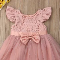Yeni Çiçek Kız Çocuk Tutu Elbise Dantel Prenses Parti Düğün Nedime Tül Kıyafeti Elbise Y0726