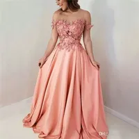 2022 Scoop A-Line Długie Druhna Prom Dresses Długość Flower Lace Aplikacja Kryształ Satynowy Suknie Wieczorowe Vestidos de Fiesta de Noche BC10785