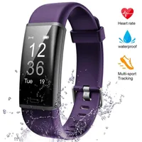 ID130Plus HR Armband Lila Smart Watch Fitness Tracker med blodtryck Hjärtfrekvens Sömn Hälsokontroll Multi Sportlägen Anslutna GPS-klockor