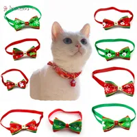 Christmas Series Of Pet Bow Tie Necktie Collar With A Shining Rhinestone Dog Cat Pet Christmas Decorations Supplies Accessories Neck Strap BT20