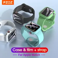Silicone Strap For Apple Watch Band 3 4 5 Case Protection Film For iWatch SE 6 Watchband 44mm 40mm 38mm 42mm Soft Strap