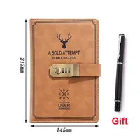 Notepads 200Pages A5 Password Notebook Paper Lockable Portable PU Leather Diary Lock Traveler Journal Weekly Planner School Stationery