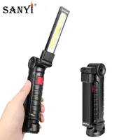 Foldable Magnetic Work Light 5 Mode COB LED Inspection Lamp Portable Lantern Hanging Hook Torch For Car Repairing Flashlights Tor Torches