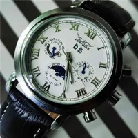 Jaragar Moon Phase Design Display Black Leather Belt Män Automatiska Mekaniska Klockor Toppmärke Luxury Montre Homme Wristwatch