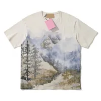 22ss primavera verano artista pintura italia nieve bosque forestal camiseta tee hombres mujeres de alta calidad moda algodón camiseta