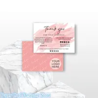 Personalized Small Business Thank You Card Template Blush Package Insert Add Logo Modern For Your Purchase Greeting Cards