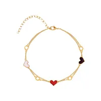 Link, Chain QWC Fashion Vintage Colorful Love Peach Heart Bracelet For Women Ladies Simple Elegant Students Party Daliy Trendy Jewelry