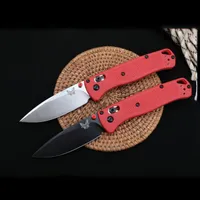 Benchmade 535 535S Bugout Folding Knife White Blades Red Handles and Black Blade S30V Satin Plain Bladess Polymer Handle Camping Portable Pocket Knives HW467