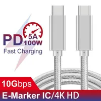 Тип-С К типа C USB-кабели PD100W 5A PD Быстрое зарядное кабель для Huawei Samsung Braideda42