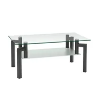 Rechthoek Zwart Glas Duidelijke salontafel voor Woonkamer Moderne Meubels Side Center Tables