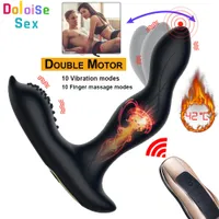 Heating Bending Anal Plug Vibrator Male Prostate Massager G-Spot Stimulator Wireless Remote Butt Plugs Machine Sex Toys For Man Q0320