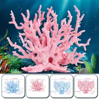 Decorations 1PC Water Grass Plant Aquarium Decoration Artificial Coral Lanscaping Ornaments Resin Blue Pink Color Underwater For Fish Tank