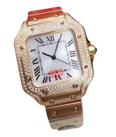 Armbanduhren High-End-Herrenquarz-Uhr Silber Rose Gold Diamanten Edelstahl Rom-Zifferblatt Saphirglas