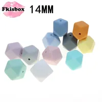 Fkisbox 100PCS Hexagon 14mm Baby Teether Silicone Beads Diy Silicon Teething Necklace Loose Bead Bpa Free For 211106