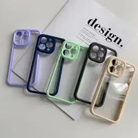 Moda kristal şeker hibrit renk kılıfları iPhone 14 için artı 13 Pro Max 12 11 ince delik hit kontrast deri tahıl kenarı sert akrilik pc yumuşak tpu boş telefon geri coque