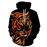 남자의 후드 스웨터 2021 동물 패션 화이트 타이거 귀여운 고양이 까마귀 3D 인쇄 늑대 패턴 가을 / 겨울 streetwear 만화 엉덩이 호