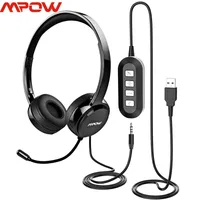 MPOW OFFICAL KAILE Kopfhörer Headset mit Rauschunterdrückung MIC 3,5mm / USB-Stecker Kopfhörer für Skype Call Center PC-Telefonkissen