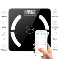 Escala de grasa corporal Bluetooth, suministros para inodoros BMI inalámbricos inteligentes BAÑO BAJILLO Peso de la escala de peso de la composición corporal Monitor Analizador de salud con la aplicación Smartphone