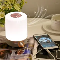 Kolorowe biurko Lampa Przenośna Głośnik Bluetooth Touch Sypialnia Noc Light Display Display Support TF Card Budzik Lampa Ogarn