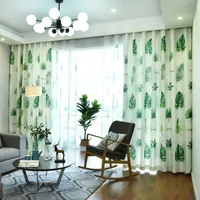 Gordijngordijnen rzcortinas gordijnen voor woonkamer slaapkamer moderne mode monstera blad bedrukte tule groen plant