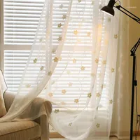 Geborduurde bloem desin polyester stof gaas voor screening raam gordijn in slaapkamer naaien groothandel (3 meter / partij) 1
