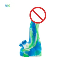Waxmaid wholesale male penis shaped smoking hand Pipe tobacco silicone dab rigs with 6 mixed colors