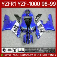 Тело мотоцикла для Yamaha YZF-R1 YZF-1000 YZF R 1 1000 CC 98-01 Bodywork 82NO.47 YZF R1 1000CC YZFR1 Blue White 98 99 00 01 YZF1000 1998 1999 2000 2001 OEM Обтекивает комплект