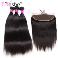 Human Hair Bulks Tinashe Straight Bundles With Closure Remy Lace Frontal