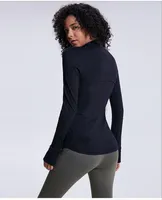 L-LONG SLEEVE JACKET Tシャツ女性ヨガジム圧縮タイツフィットネストレーニングのための女性のスポーツウェアジッパークイック乾燥ヨガの服