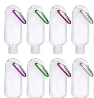 50 ml / 60ml lege alcoholvulbare fles met sleutelhaak Clear transparante plastic hand sanitizer flessen voor reizen naar huis
