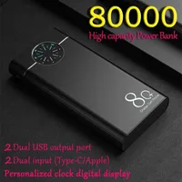 ZHT 80000MAH ~ 2.4A Carga rápida USB Tipo C Baterías externas Banco portátil con luz LED