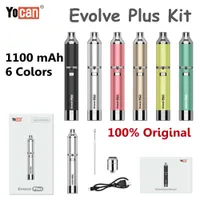 Original Yocan Evolve Plus Kit Vax DAB Förångare Vape Pen E Cigarettkit med Extra Quartz Dual Coil 1100mAh Batteri 6 Färger